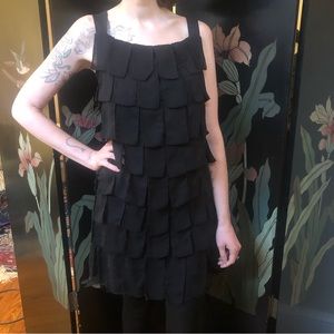 Vintage Bizz ruffled dress with tiered panels in black. Beautiful party dress!